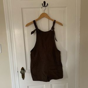 Pink blush gray maternity short overalls